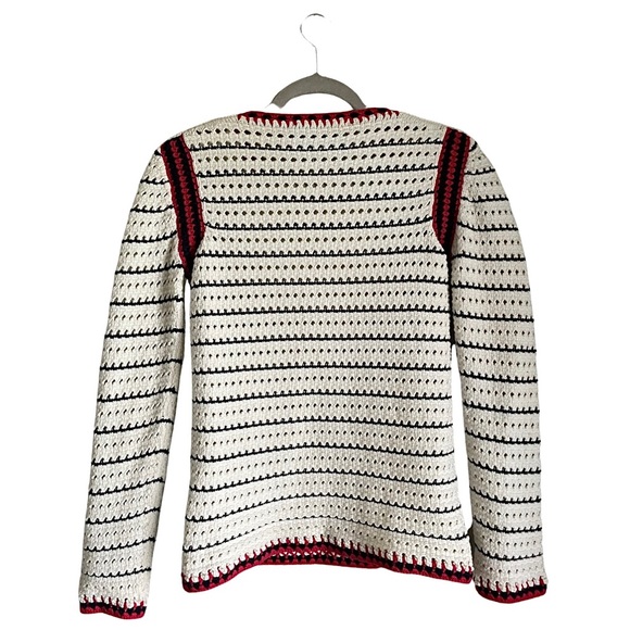 Vintage Gucci Woven Pullover Ivory Sweater with Red/Navy Trim - Picture 3 of 6